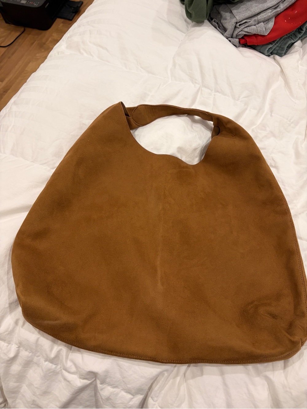 Suede Tote Bag in Cognac Brown